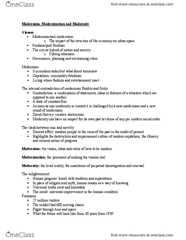 SOSC 2710 Lecture Notes - Lecture 8: Commodity Fetishism, Creative Destruction, Highway thumbnail