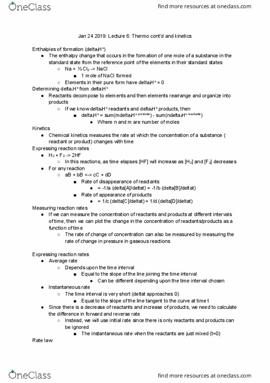 CHEM 120 Lecture Notes - Lecture 6: Chemical Kinetics, Sodium Chloride, Rate Equation thumbnail