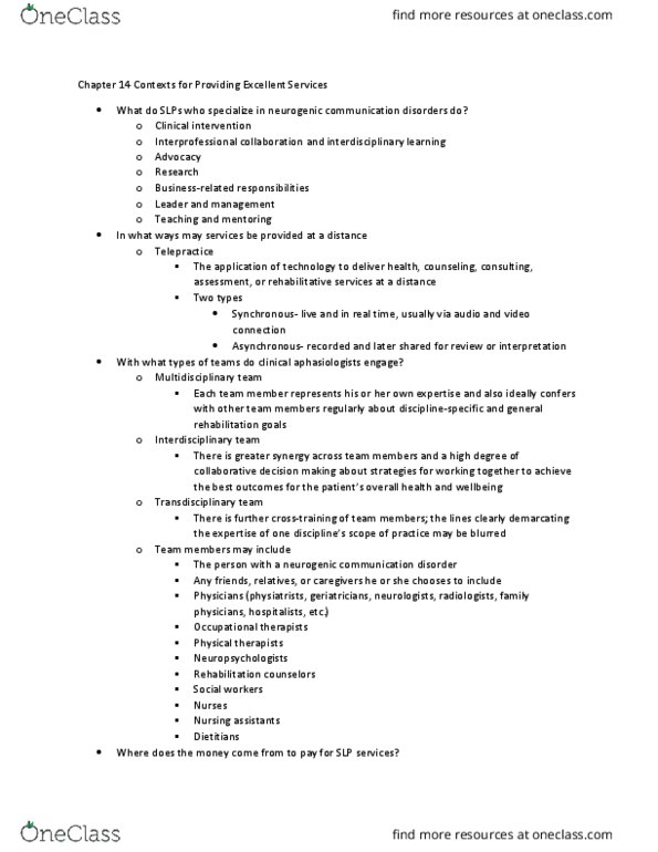 CSD-4850 Lecture Notes - Lecture 1: Hospital Medicine, Physical Medicine And Rehabilitation, Communication Disorder thumbnail