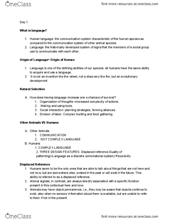 LING 1030 Lecture Notes - Lecture 1: Object Permanence, Idiolect, Mayor Quimby thumbnail