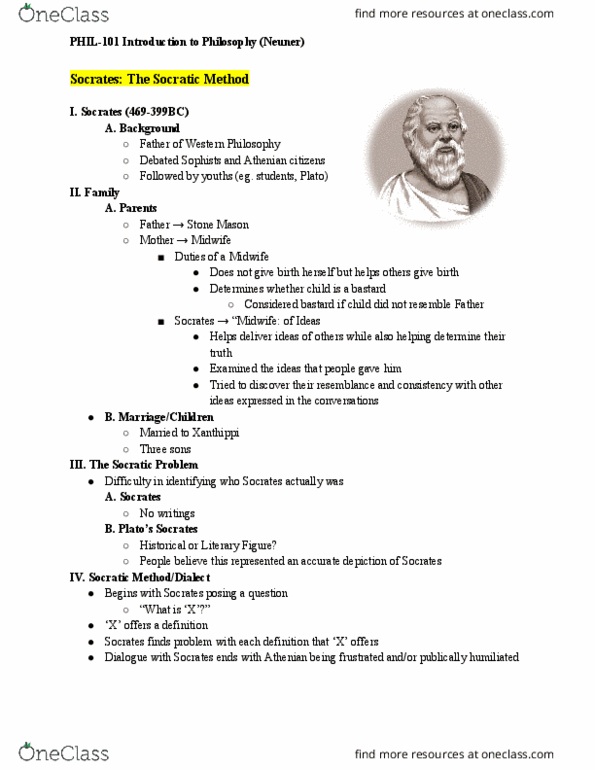 PHIL 101 Lecture Notes - Lecture 2: Socratic Method, Sophist thumbnail