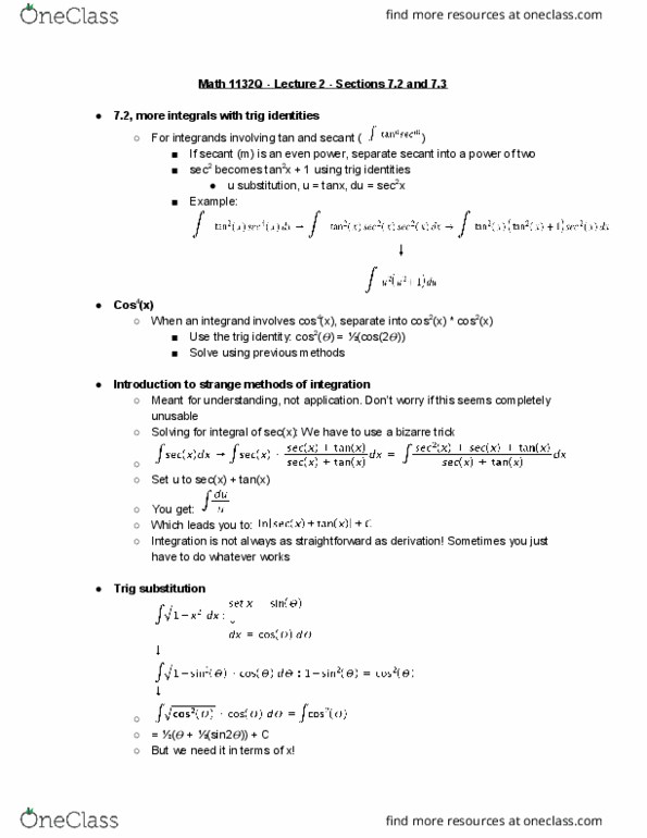 MATH 1132Q Lecture 2: Sections 7.2 and 7.3 cover image