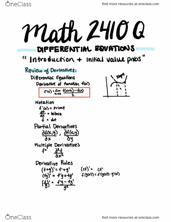 MATH 2410Q Lecture 1: Introduction and Initial Value Problems cover image