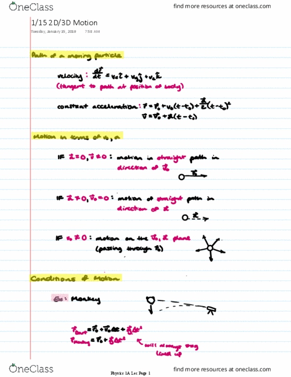 PHYSICS 1A Lecture 3: 2D & 3D Motion thumbnail