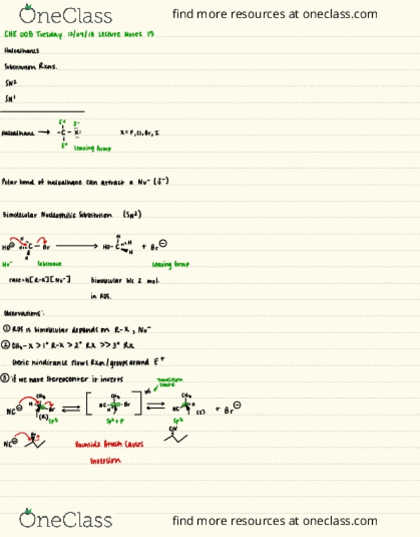 CHE 8A Lecture 15: Haloalkanes, SN1, SN2 thumbnail