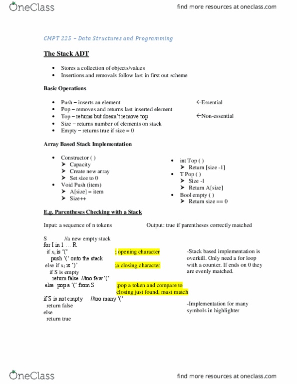 CMPT 225 Lecture Notes - Lecture 1: Include Directive, Big O Notation thumbnail