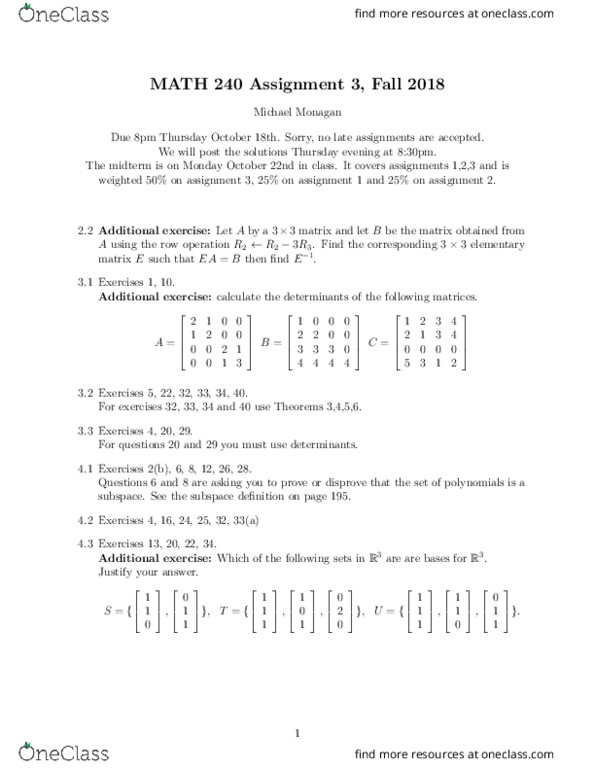 MATH 240 Lecture 29: Assignment 3 thumbnail