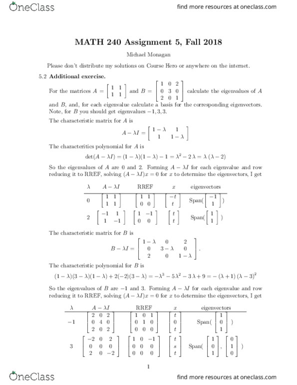 MATH 240 Lecture Notes - Lecture 23: Polynomial Matrix, Diagonal Matrix, Invertible Matrix thumbnail