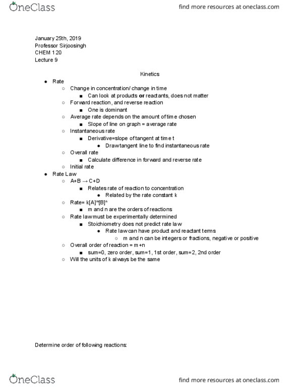 CHEM 120 Lecture 9: :Kinetics Rate Law thumbnail