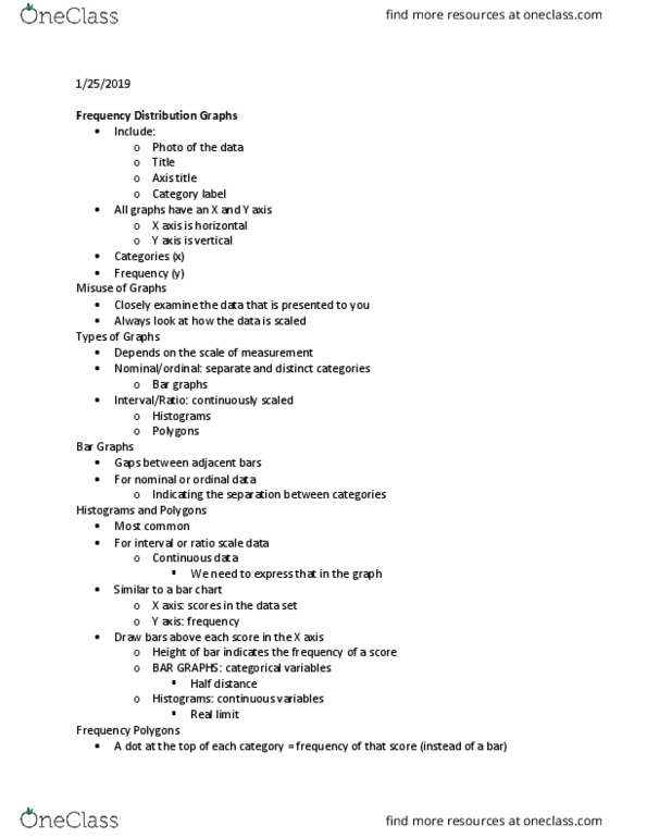 PSYC 21621 Lecture Notes - Lecture 4: Bar Chart, Central Tendency thumbnail