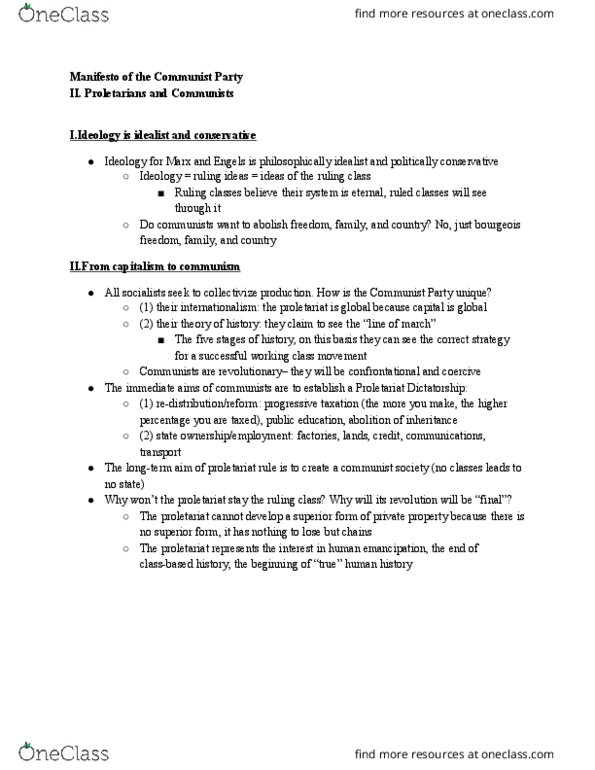 POLS 1002 Lecture Notes - Lecture 21: Proletariat, Progressive Tax thumbnail