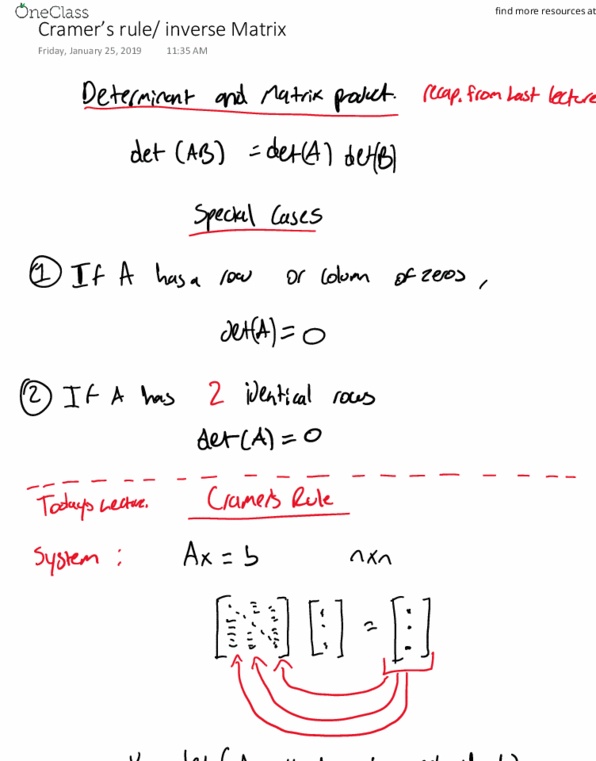 ENGM 1041 Lecture 9: Cramer’s rule & inverse Matrix thumbnail