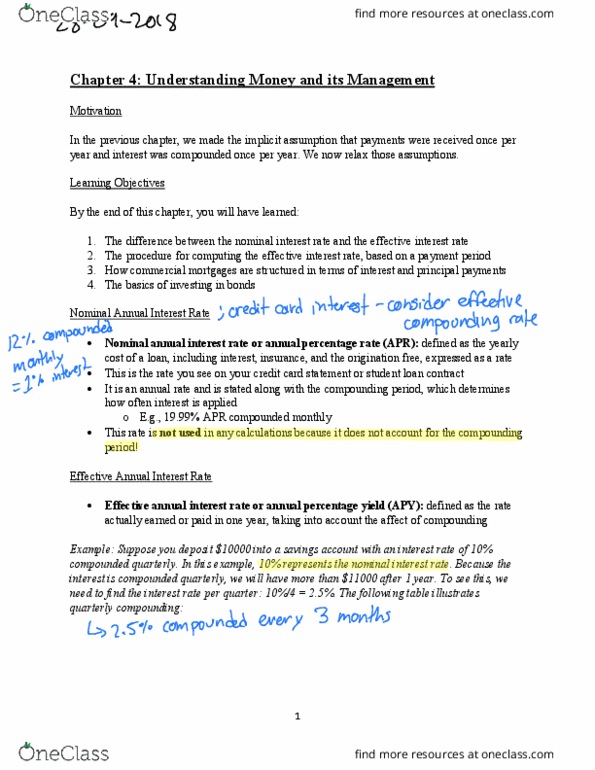 MIE258H1 Lecture Notes - Lecture 7: Annual Percentage Yield, Annual Percentage Rate, Effective Interest Rate thumbnail
