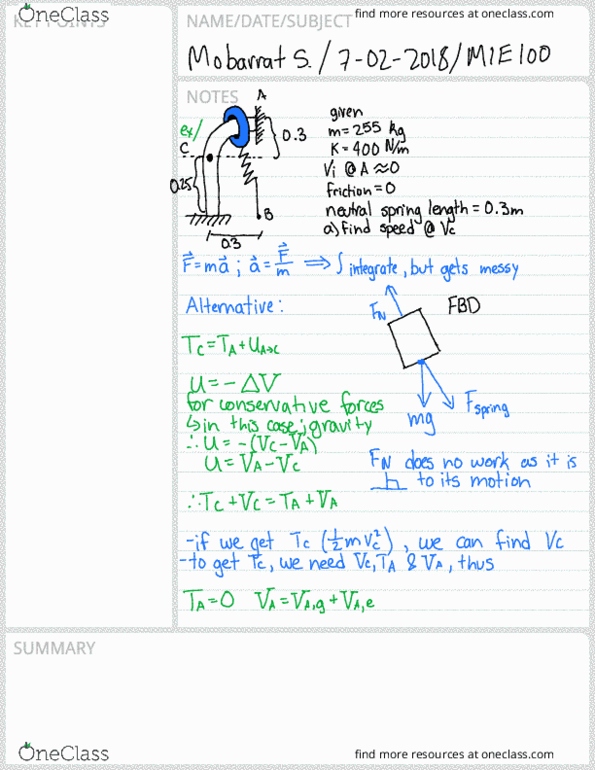 MIE100H1 Lecture Notes - Lecture 15: Integral Equation, Momentum cover image