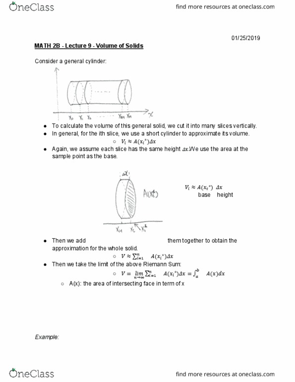 MATH 2B Lecture Notes - Lecture 9: Riemann Sum thumbnail