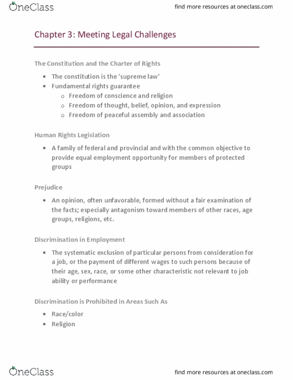 MGMT 4510 Lecture Notes - Lecture 3: Absenteeism, Protected Group thumbnail