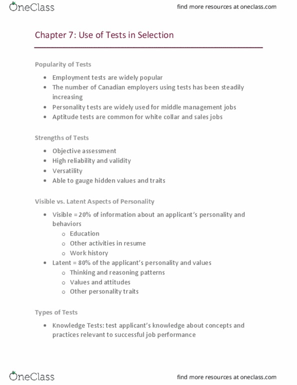 MGMT 4510 Lecture Notes - Lecture 6: Personality Test, Job Performance, Reasonable Accommodation thumbnail