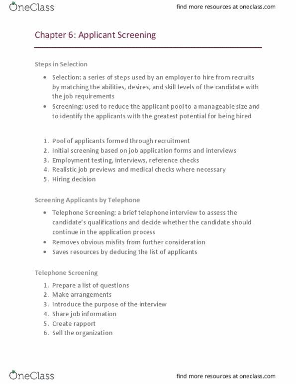 MGMT 4510 Lecture Notes - Lecture 5: Employment Testing, Telemarketing, Job Performance thumbnail