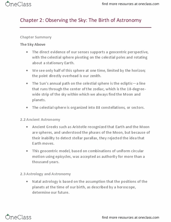 PHYS 1000 Chapter Notes - Chapter 2: Circular Motion, Natal Astrology, Geocentric Model thumbnail