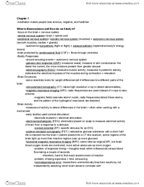 PSY100H1 Lecture Notes - Autonomic Nervous System, Heritability, Generalized Anxiety Disorder thumbnail