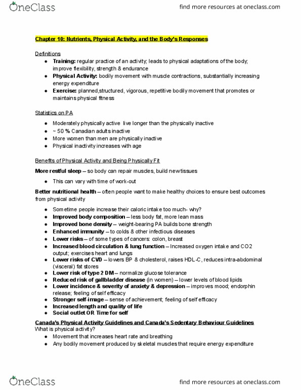 Foods and Nutrition 1021 Lecture Notes - Lecture 10: Bloating, Hypothermia, Glycogen thumbnail