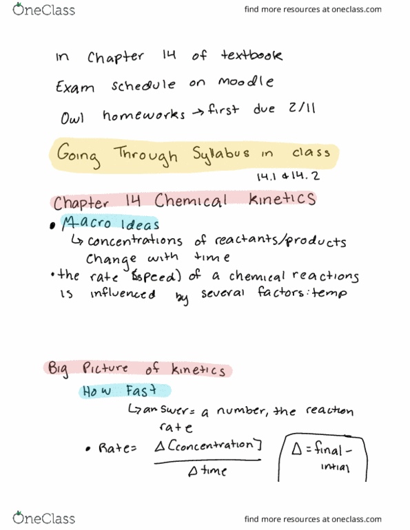 CHEM 112 Lecture Notes - Lecture 2: Moodle, Reaction Rate, Reaction Mechanism thumbnail