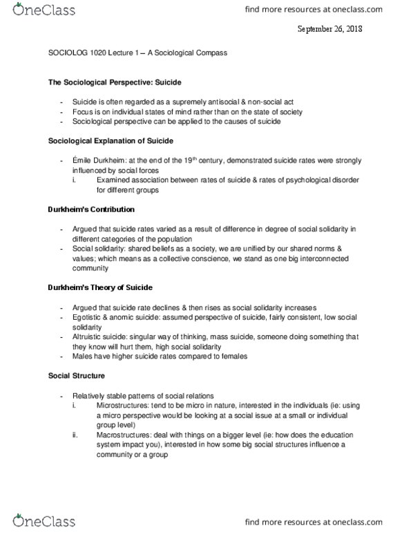 Sociology 1020 Lecture 1: A Sociological Compass thumbnail