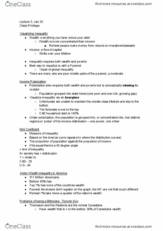 SOC263H5 Lecture Notes - Lecture 3: List Of Canadians By Net Worth, Toronto Sun, Household Debt thumbnail