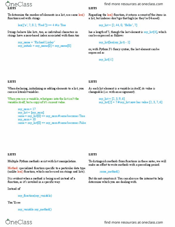 CISC 121 Lecture Notes - Lecture 3: Associative Array, Bracket thumbnail