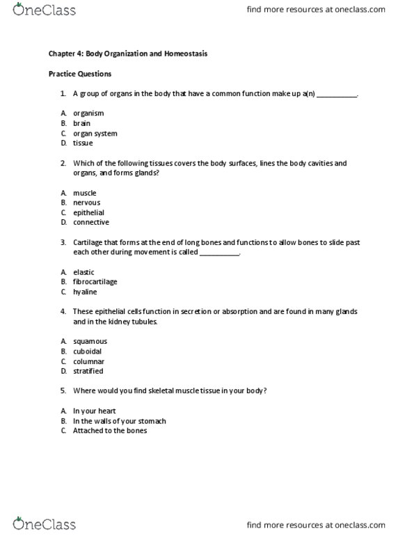 BIO 161 Lecture 4: Chapter 4 Practice Questions thumbnail