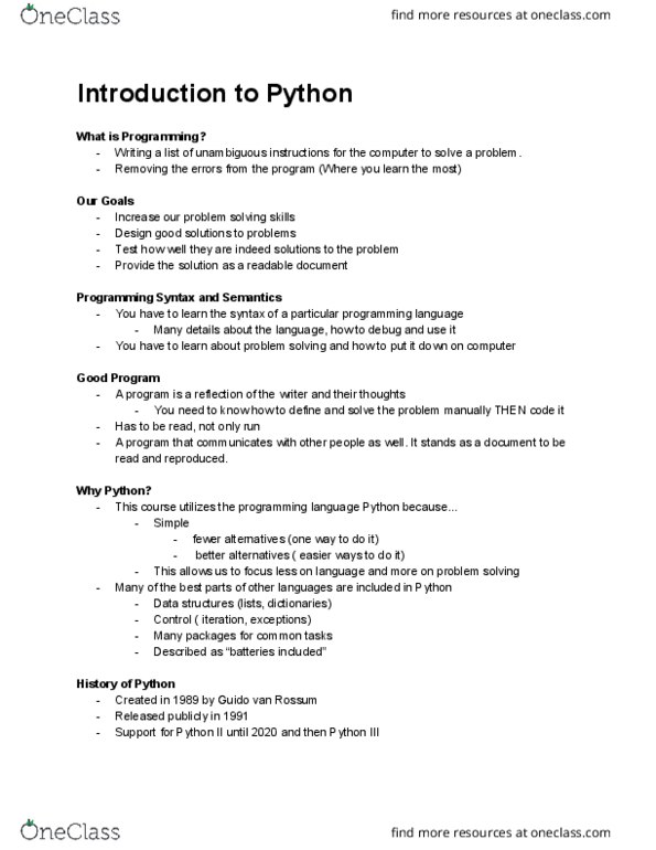 CSE 1010 Lecture 2: Introduction to Python thumbnail