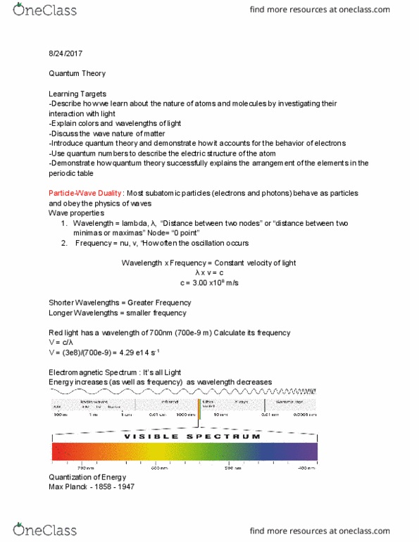 CH 101 Lecture Notes - Lecture 2: Atomic Number, Royal Aircraft Factory F.E.2, Radiant Energy thumbnail