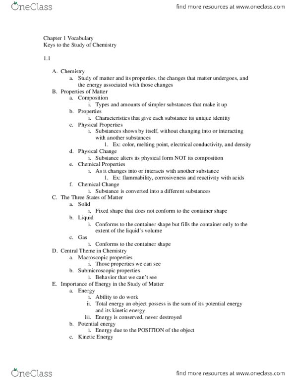 CHM 2045 Chapter Notes - Chapter 1: Chemical Energy, Boiling Point, International System Of Units thumbnail