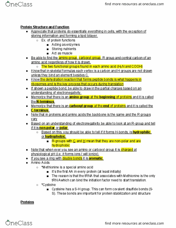 BS 161 Lecture 6: BS 161 01/28 Protein Structure thumbnail