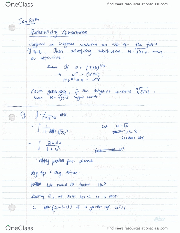 MATH101 Lecture 9: Rationalizing Substitution and Integration Strategies cover image