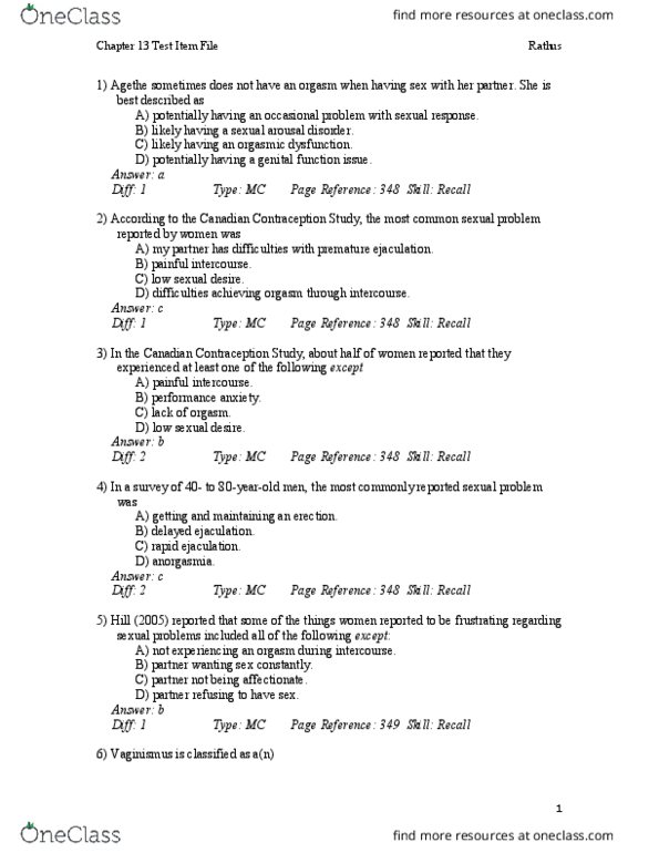 FRHD 2100 Chapter Notes - Chapter 13: Premature Ejaculation, Delayed Ejaculation, Sexual Dysfunction thumbnail