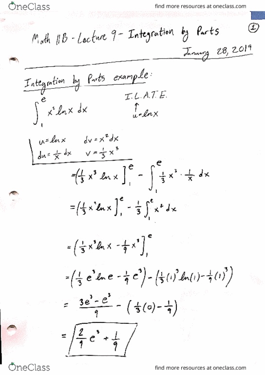 MATH 11B Lecture Notes - Lecture 9: Oni cover image