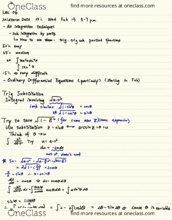 MATA36H3 Lecture Notes - Lecture 6: Partial Fraction Decomposition, I.Mx, Inverse Function cover image