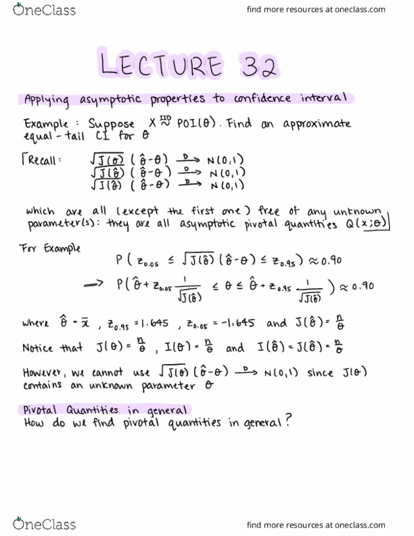 STAT330 Lecture Notes - Lecture 32: Pivotal Quantity, Qi, Scale Parameter thumbnail