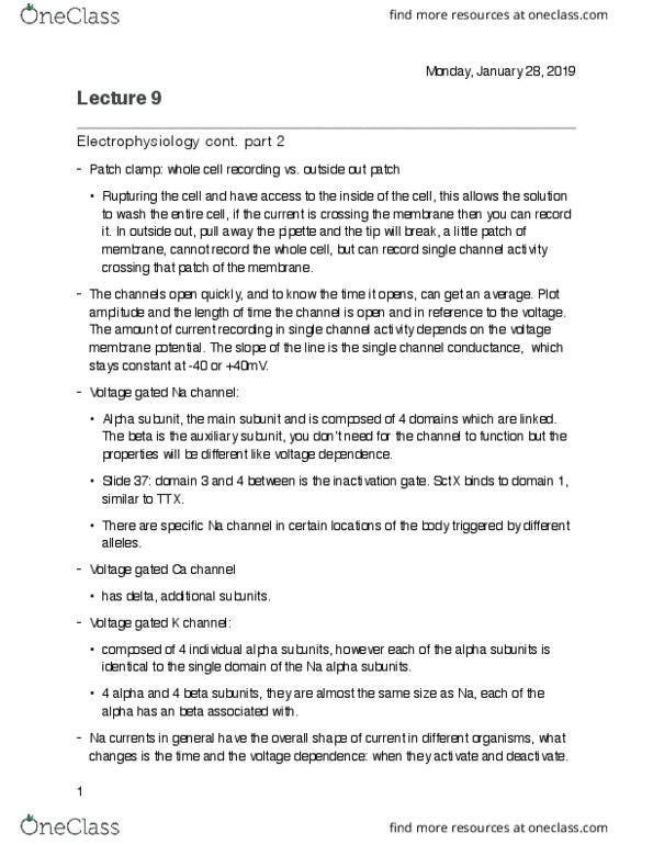 ZOOL342 Lecture Notes - Lecture 9: Patch Clamp, Pipette, Electrophysiology thumbnail