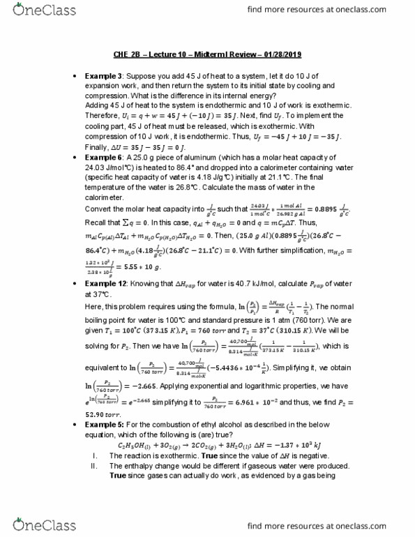 CHE 2B Lecture Notes - Lecture 10: Heat Capacity, Torr, Hydrogen Bond thumbnail