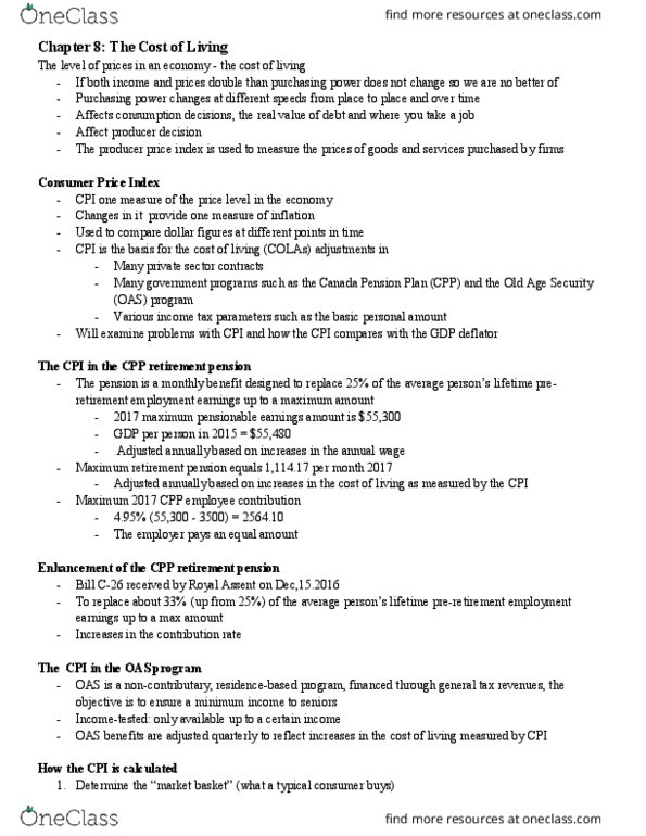 ECO 1102 Lecture Notes - Lecture 3: Canada Pension Plan, Old Age Security, Gdp Deflator thumbnail