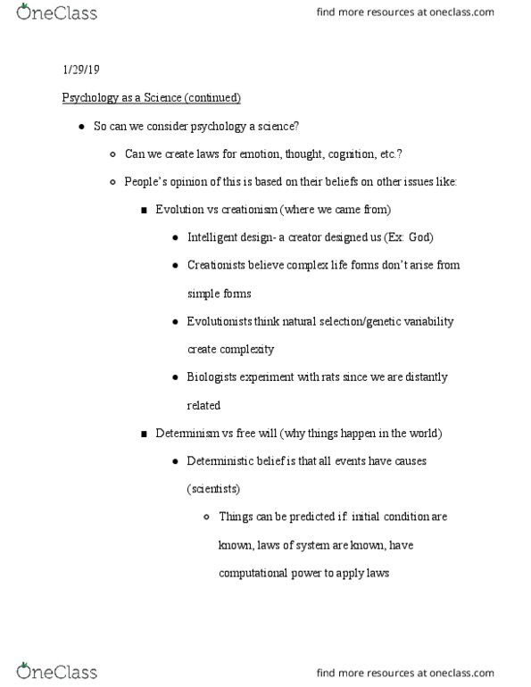 PSYC 1100 Lecture Notes - Lecture 3: Intelligent Design, Determinism, Solipsism thumbnail