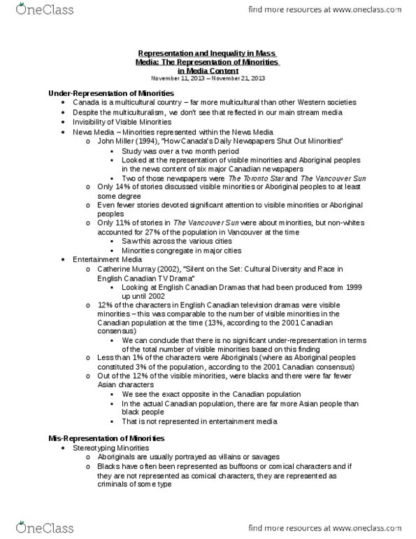 SOCIOL 2L03 Lecture Notes - Lecture 7: Stereotype, Invisibility, O. J. Simpson thumbnail