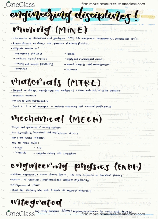 APSC 100 Final: Introduction To Engineering Disciplines - OneClass