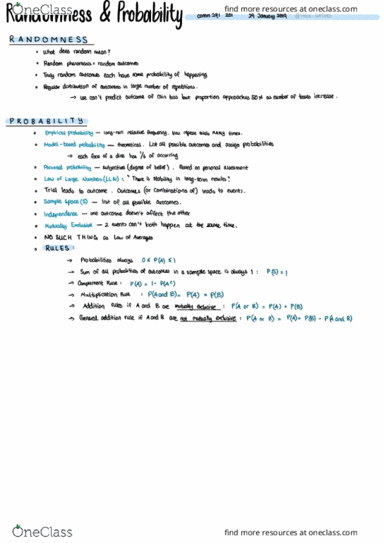 COMM 291 Lecture 8: COMM 291 201 - Randomness - probability cover image