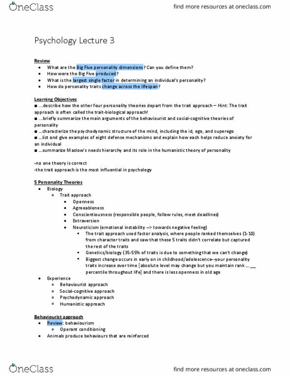 PSYA02H3 Lecture Notes - Lecture 3: Factor Analysis, Operant Conditioning Chamber, Behaviorism thumbnail