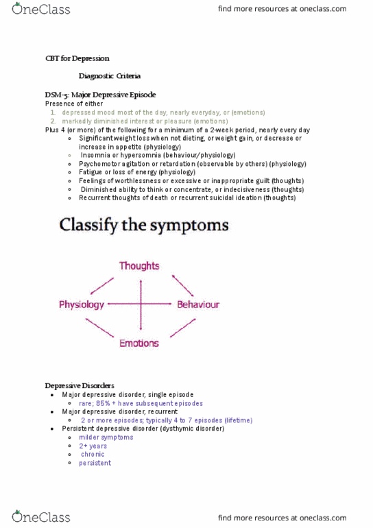 COUN222 Lecture Notes - Lecture 8: Major Depressive Disorder, Major Depressive Episode, Psychomotor Agitation thumbnail