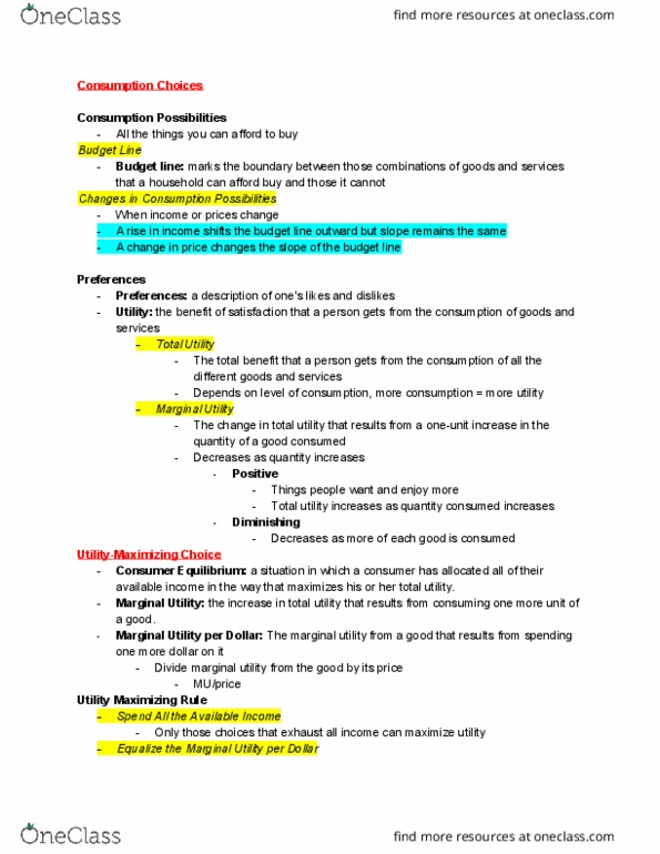 ECON 1000 Chapter Notes - Chapter 8: Marginal Cost, Normal Good, Demand Curve thumbnail