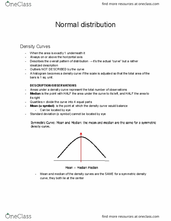 Statistical Sciences 1024A/B Chapter 1-2: Statistical Sciences 1024A/B Chapter 1-: Normal distribution, Density curves, Z-score thumbnail